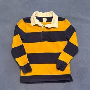 Crewcuts by J Crew Yellow and Navy Striped Rugby Shirt size S (6-7)
